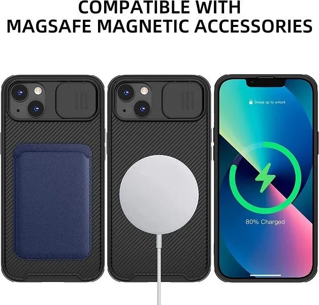 Nillkin For Apple iPhone 14 Plus Magsafe CamShield With Camera Protection Case Slim Magnetic Shockproof Cover (Black)