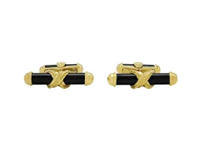 Onyx Bar Cufflinks in 18K Gold