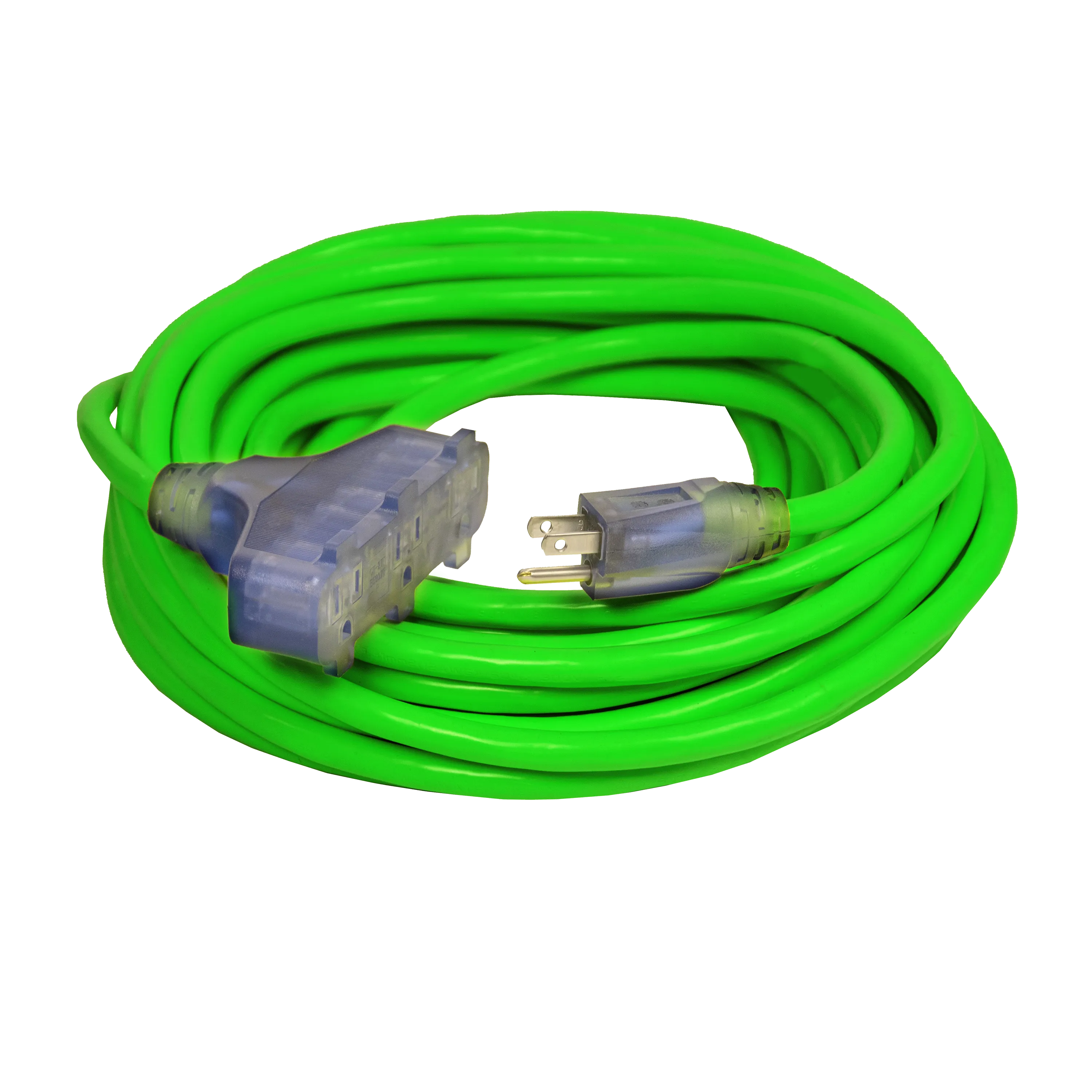 Outdoor Dual Lighted 3-Outlet Extension Cord w/ Safety CGM