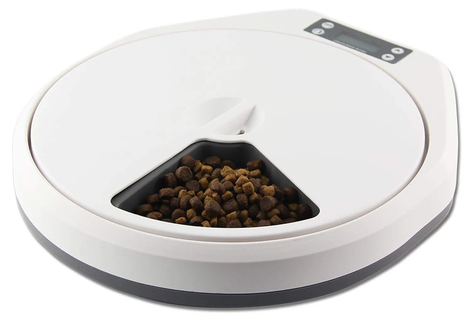 PAWISE Automatic Pet Feeder for Dogs and Cats, 5 Meal Trays Dry Wet Food, Auto Pet Food Dispenser Programmed Timer Voice Recording Function, 5 x 240ml