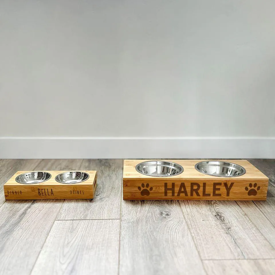 Personalized Dog and Cat Feeding Stands with Bowls