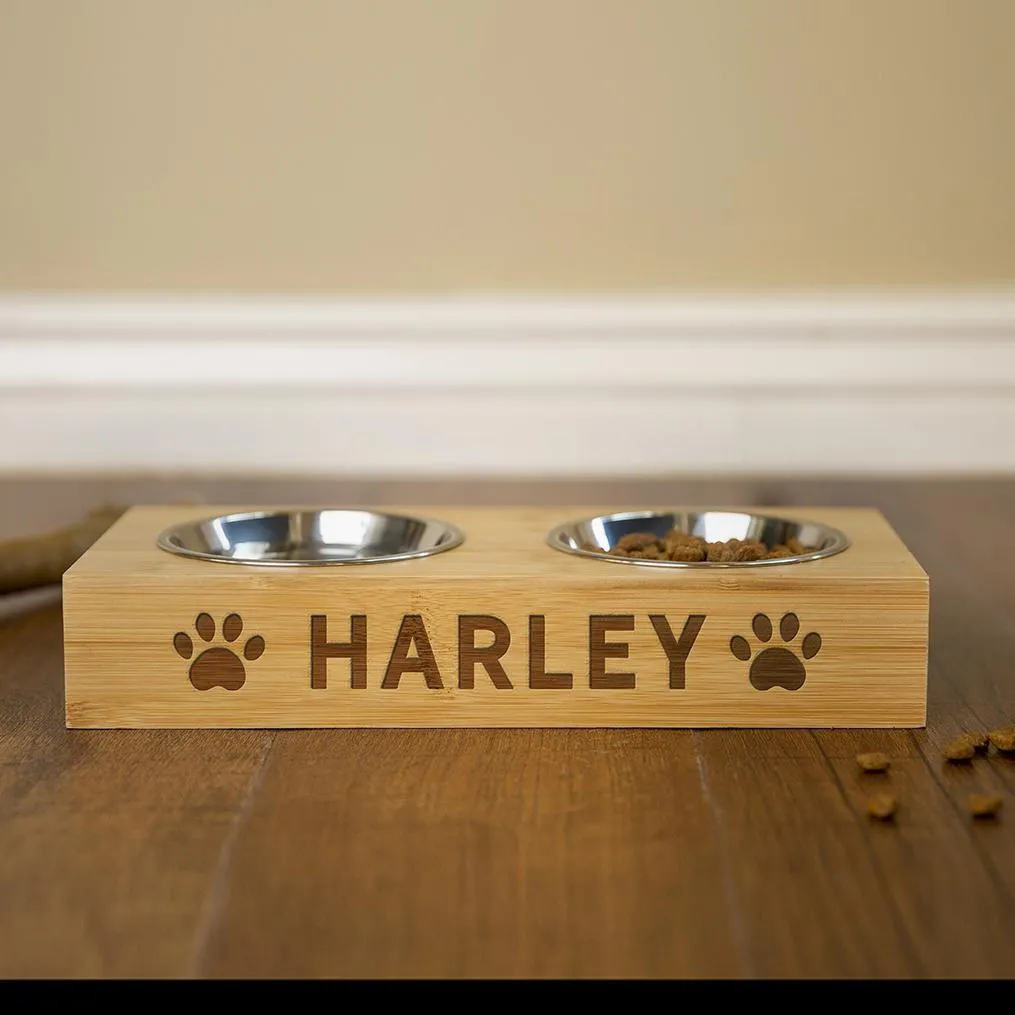 Personalized Dog and Cat Feeding Stands with Bowls