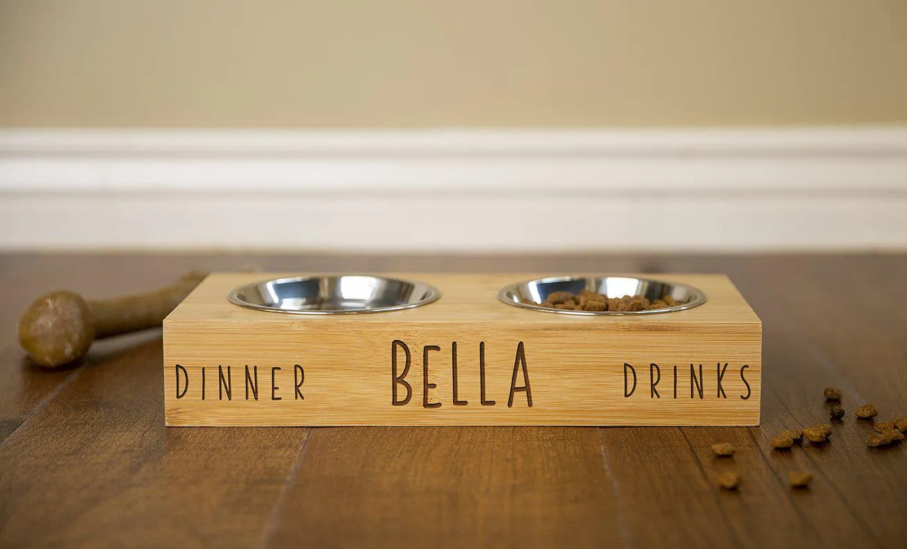Personalized Dog and Cat Feeding Stands with Bowls