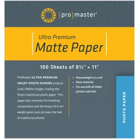 ProMaster Ultra Premium Matte Paper - 8 1/2"x11" - 100 Sheets