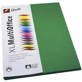 Quill Coloured A4 Copy Paper 80Gsm Emerald Pack 100 Sheets