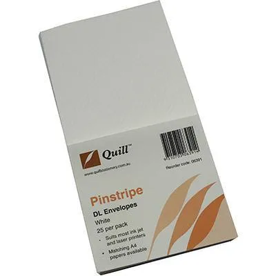 Quill Dl Envelopes Pinstripe White Pack 25