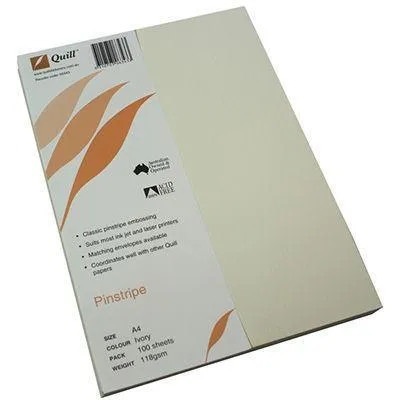Quill Pinstripe Paper 118Gsm A4 Ivory Pack 100