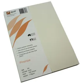 Quill Pinstripe Paper 118Gsm A4 Ivory Pack 100