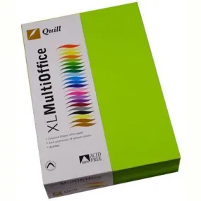 Quill Xl Multioffice Coloured A4 Copy Paper 80Gsm Fluoro Green Pack 500 Sheets