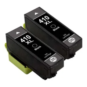 Remanufactured Epson 410XL Black Ink Cartridges (High Capacity), 2 Black Ink For Epson Expression Printers