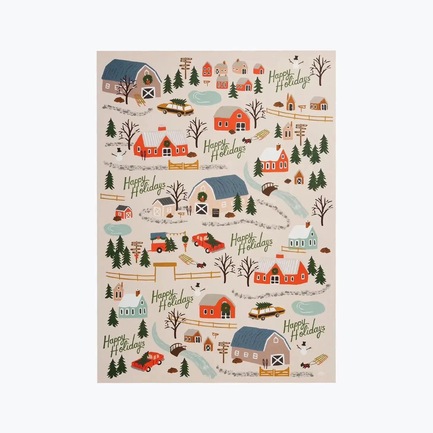 RIFLE PAPER CO. | ROLL OF 3 HOLIDAY TREE FARM WRAPPING SHEETS
