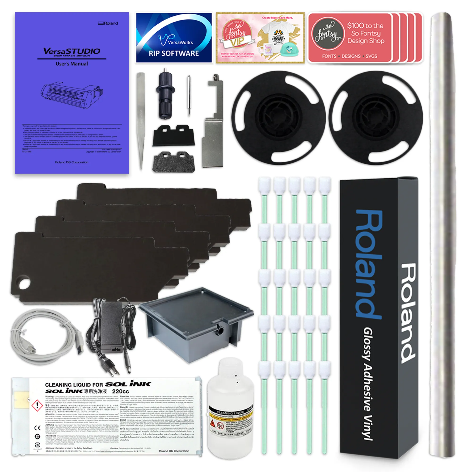 Roland BN-20 Eco-Solvent 20" Printer & Cutter w/ CMMYK Inks & GFP Laminator