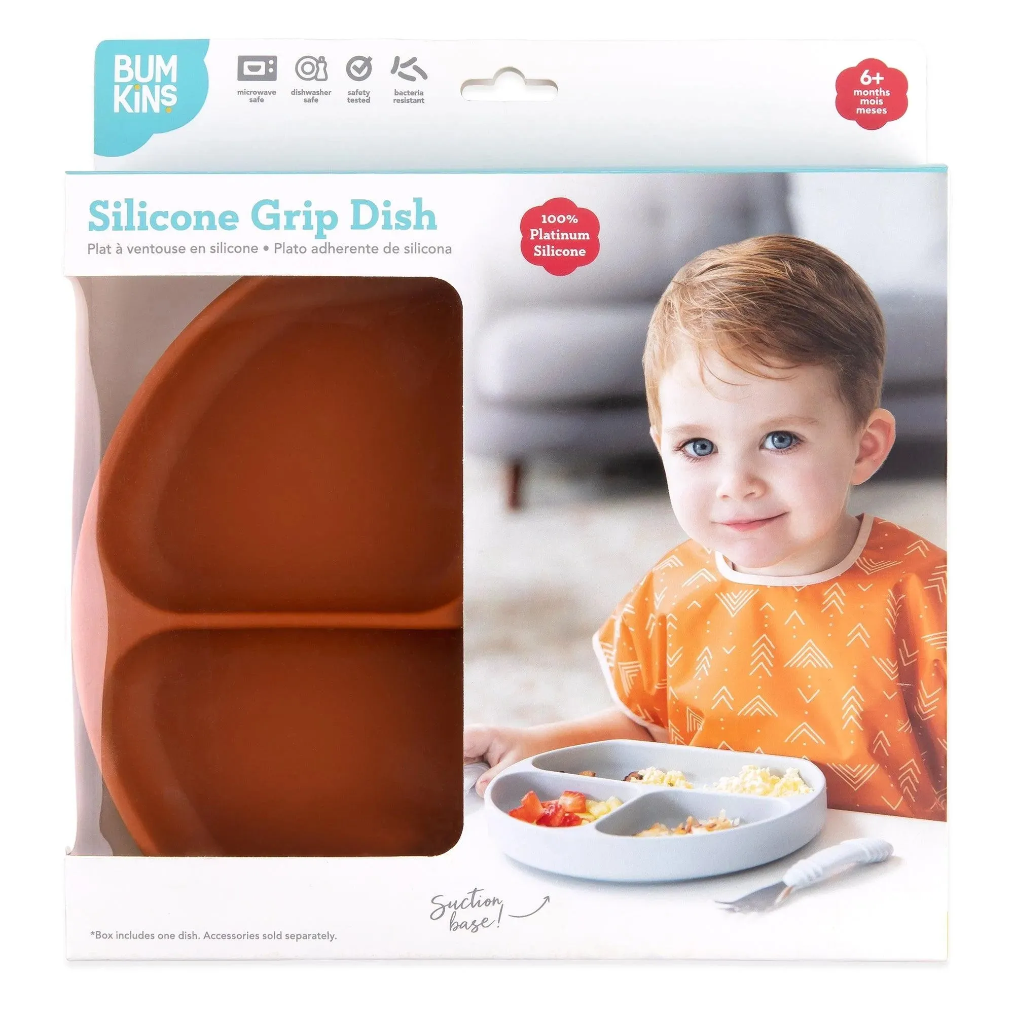 Silicone Grip Dish: Clay