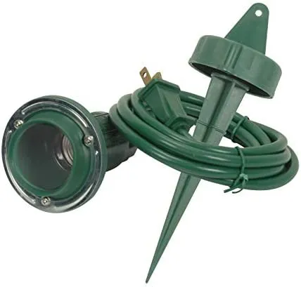 Single Plastic Flood Light With Round Plate For Dual Mounting And Ground Stake With 6 ft. Cord