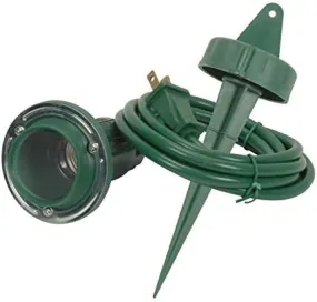 Single Plastic Flood Light With Round Plate For Dual Mounting And Ground Stake With 6 ft. Cord