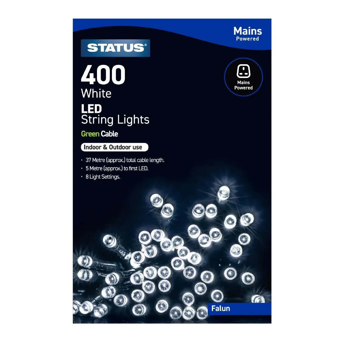 Status Falun 400 Cool White LED Indoor/Outdoor String Lights - HY747