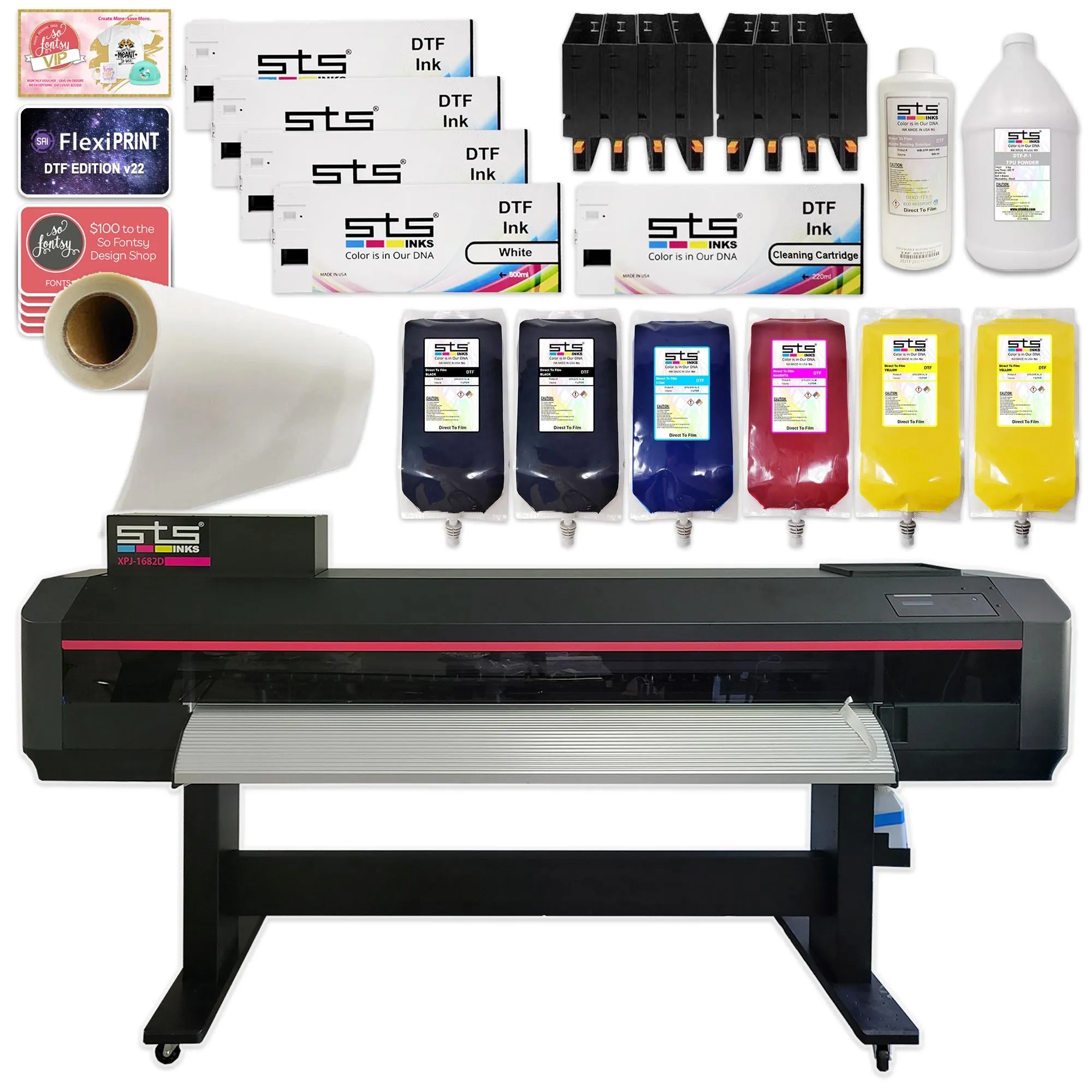 STS Direct to Film (DTF) XPJ-1682D Printer Bundle - 64"