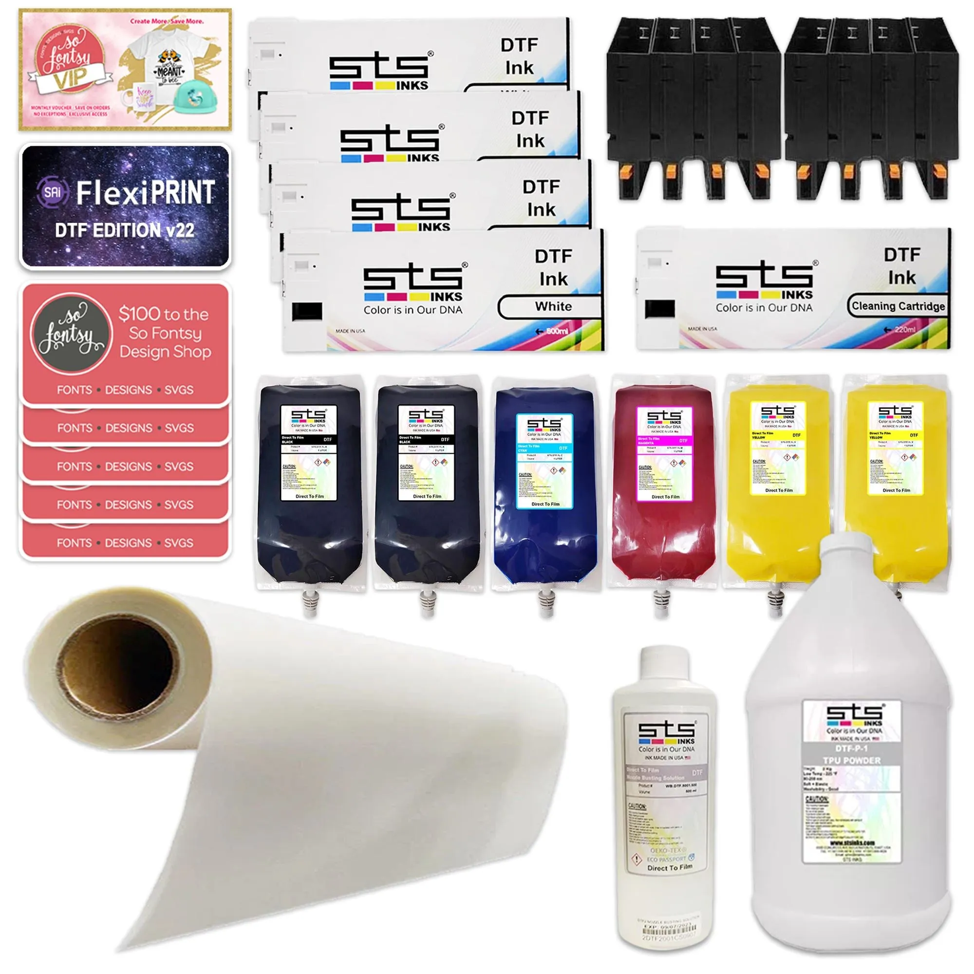 STS Direct to Film (DTF) XPJ-1682D Printer Bundle - 64"