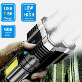 Ultra Bright Waterproof Outdoor LED Flashlight with Side Lamp