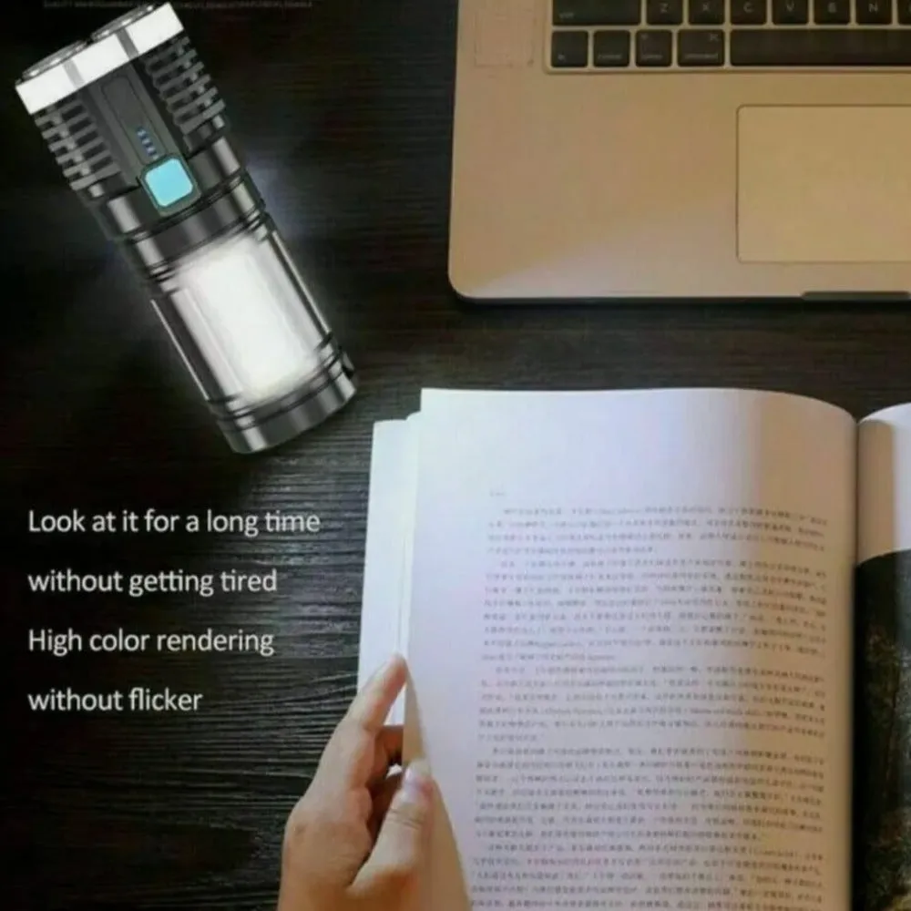 Ultra Bright Waterproof Outdoor LED Flashlight with Side Lamp