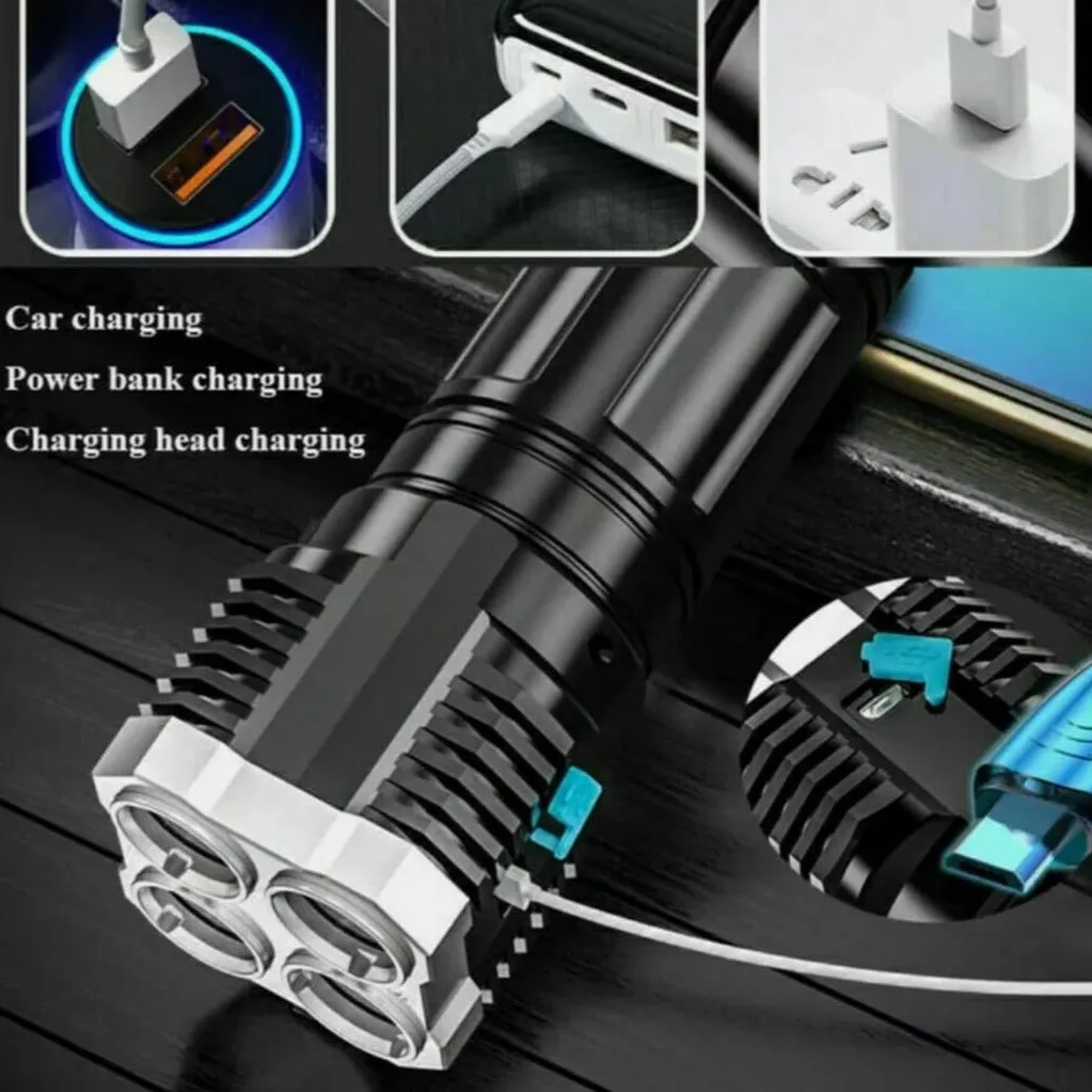 Ultra Bright Waterproof Outdoor LED Flashlight with Side Lamp