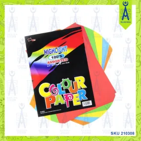 UNI HIGHLIGHT COLOUR PAPER A4  100'S ASST S-4200