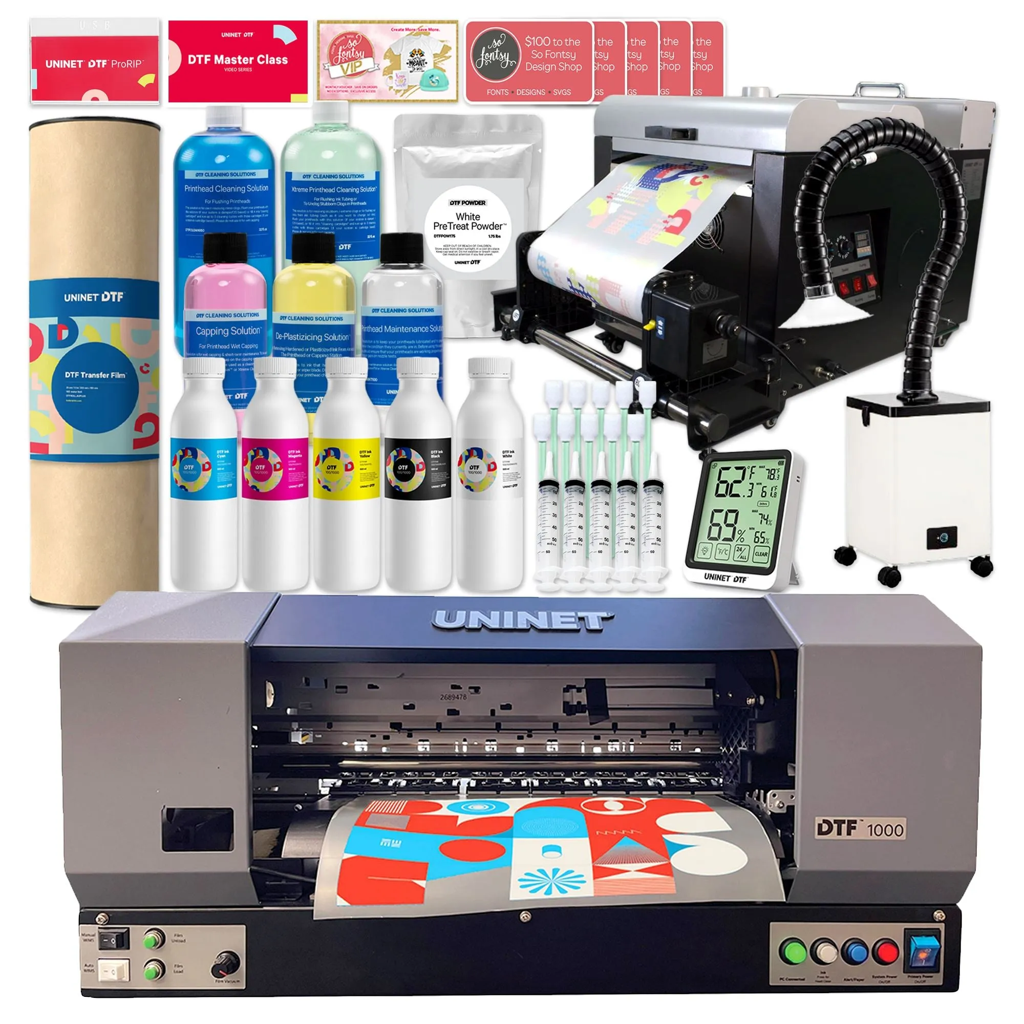 Uninet 1000 Direct To Film 13" Printer w/ Training, Filter, Inline Shaker & Oven