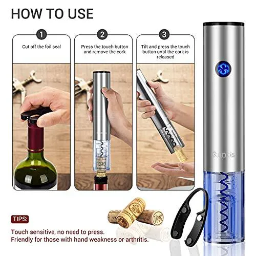Upgraded-Quntis Electric Corkscrew Wine Bottle Opener with Foil Cutter Rechargeable