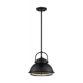 Upton - 1 Light Pendant with- Dark Bronze and Gold Finish