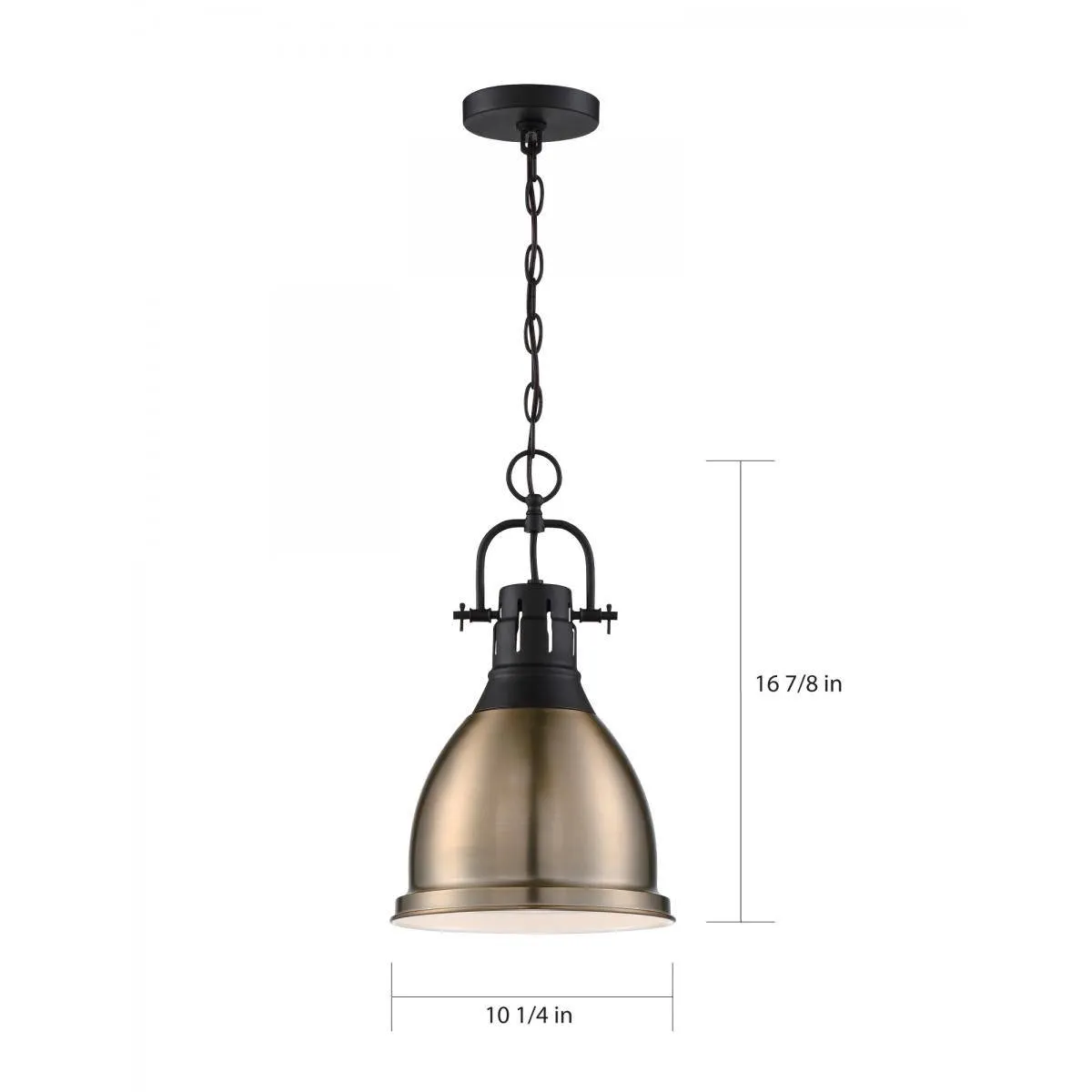 Watson - 1 Light Pendant - Matte Black and Burnished Brass Finish