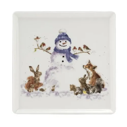 Wrendale Gathered Around Snowman Square Plate