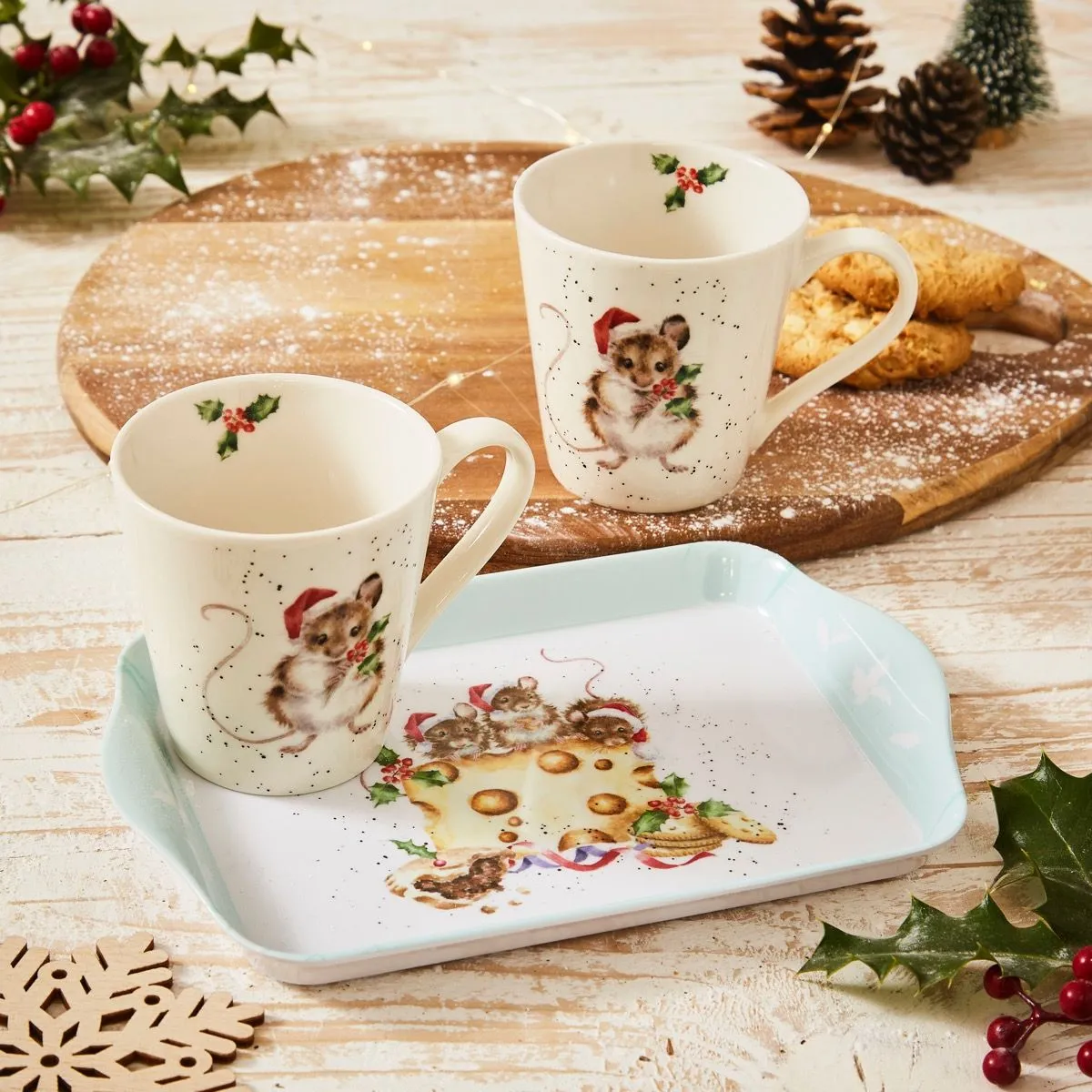Wrendale Holly Jolly Mug & Tray Set